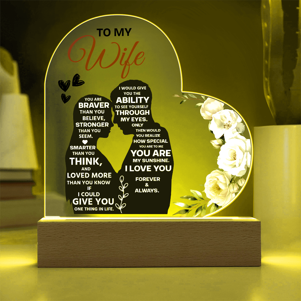 To My Wife Heart Acrylic Plaque – Romantic Valentine's Day Gift