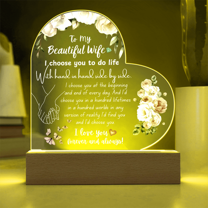 Heart Acrylic Plaque for Wife – Meaningful Valentine's Gift