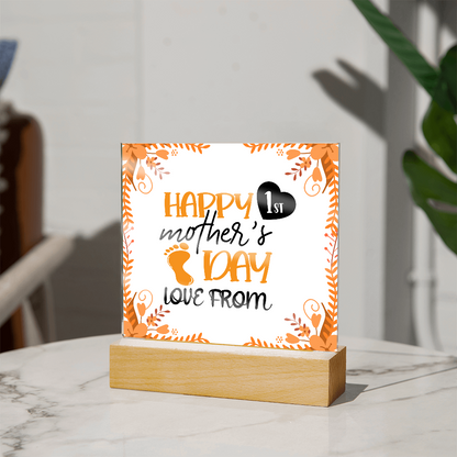 New Mom Gift. Happy 1st Mother's Day Acrylic Plaque – Personalized New Mom Gift