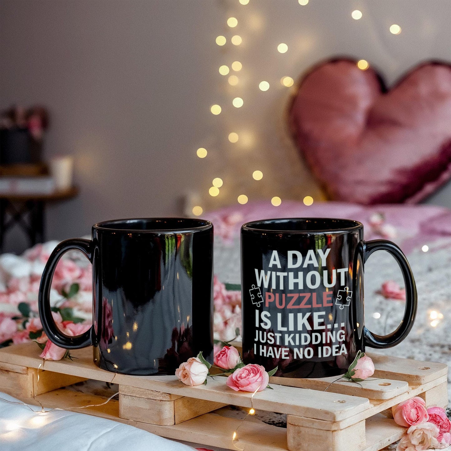 A Day Without Puzzle Mugs, Funny Puzzle Lover Mugs, Gift for Gamers and Puzzle Enthusiasts