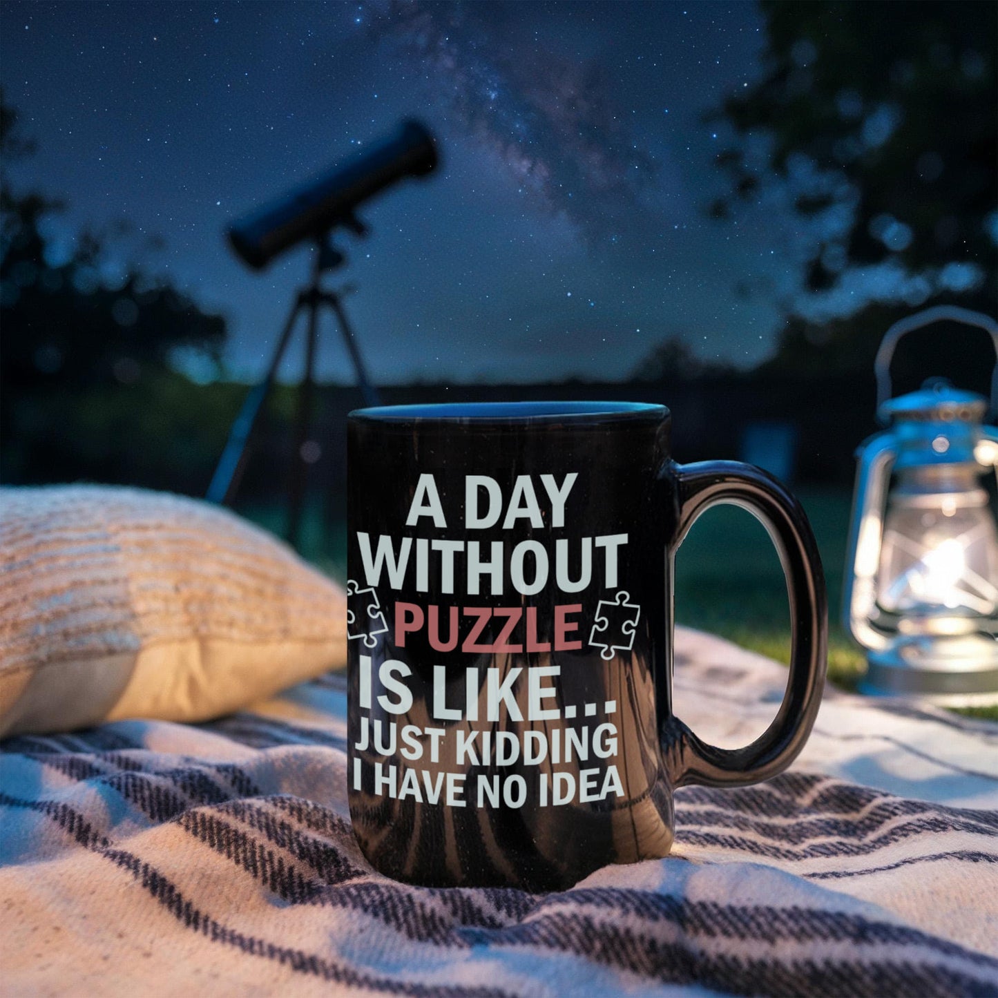 A Day Without Puzzle Mugs, Funny Puzzle Lover Mugs, Gift for Gamers and Puzzle Enthusiasts