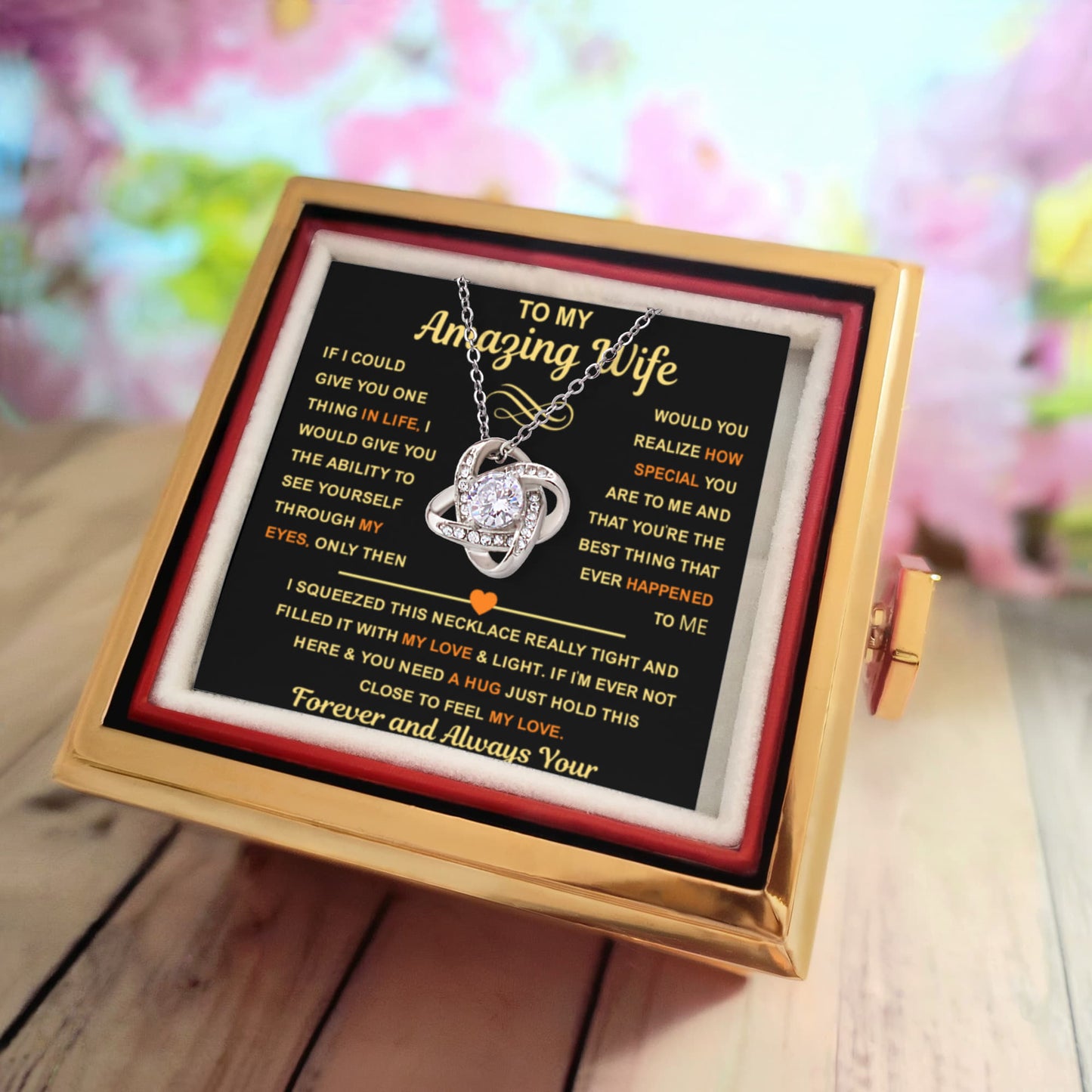 To My Wife Necklace from Husband, When Your wife  Puts It On, Her Heart Shines Through