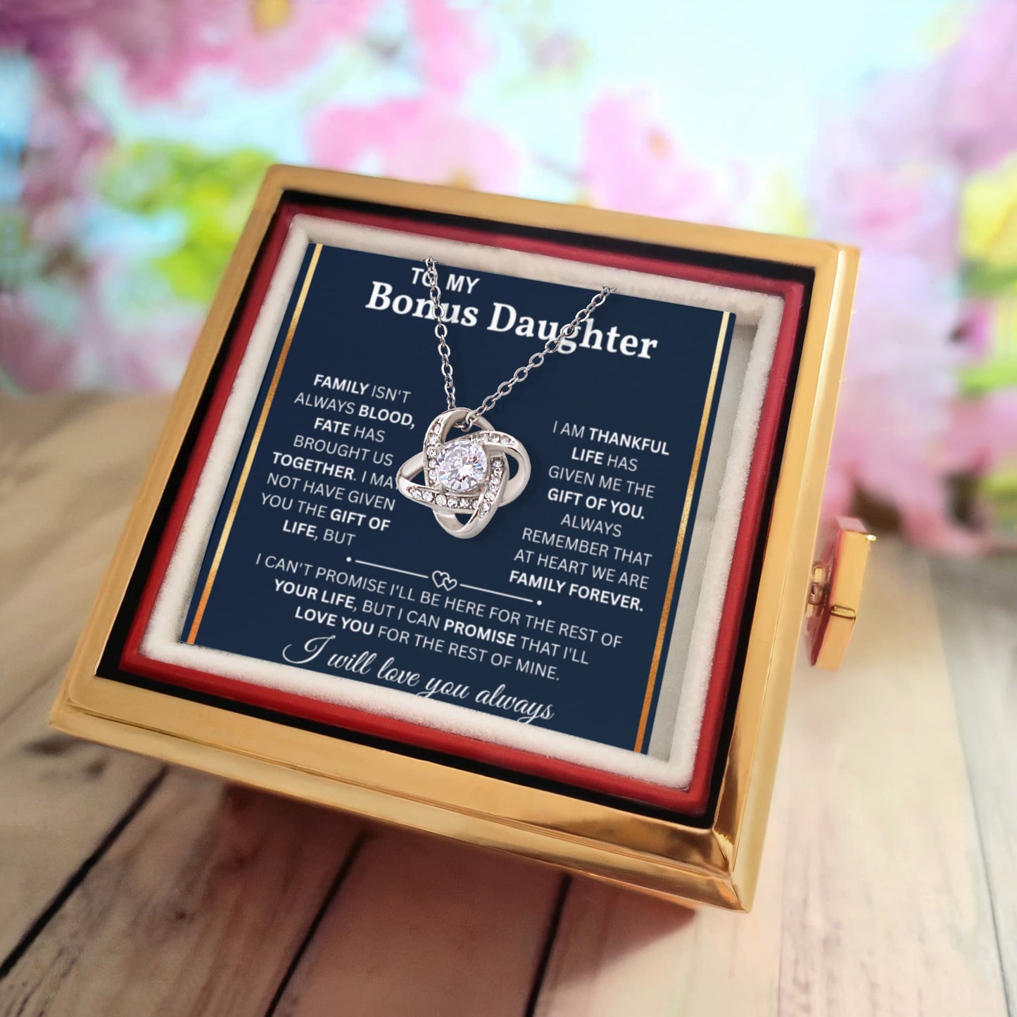 To My Bonus Daughter Gifts from Stepdad, Jewelry Gifts For Stepdaughter
