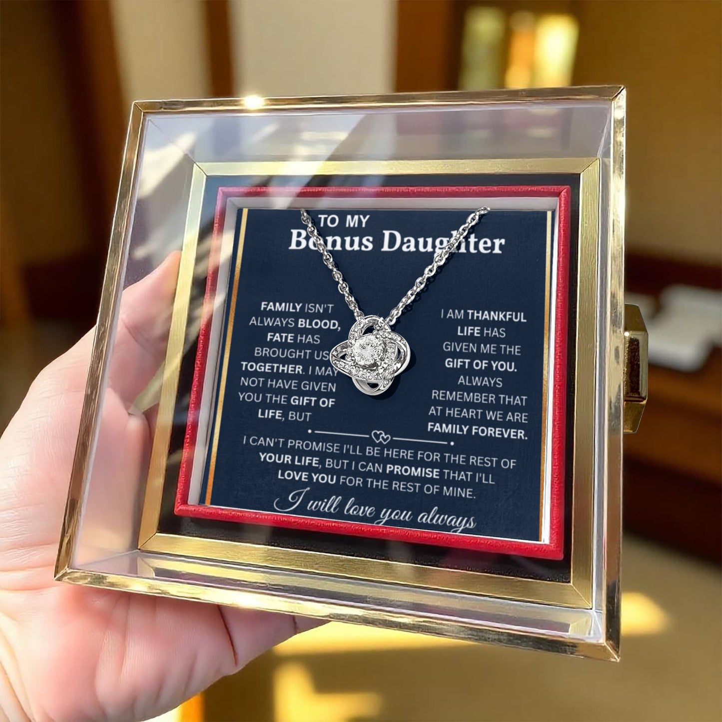 To My Bonus Daughter Gifts from Stepdad, Jewelry Gifts For Stepdaughter