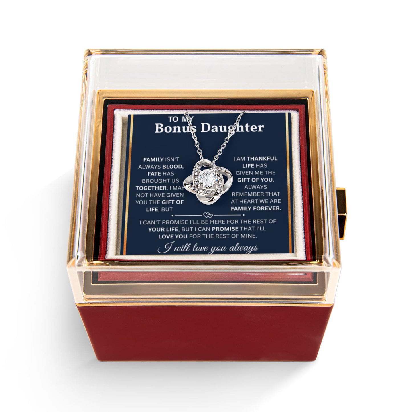 To My Bonus Daughter Gifts from Stepdad, Jewelry Gifts For Stepdaughter