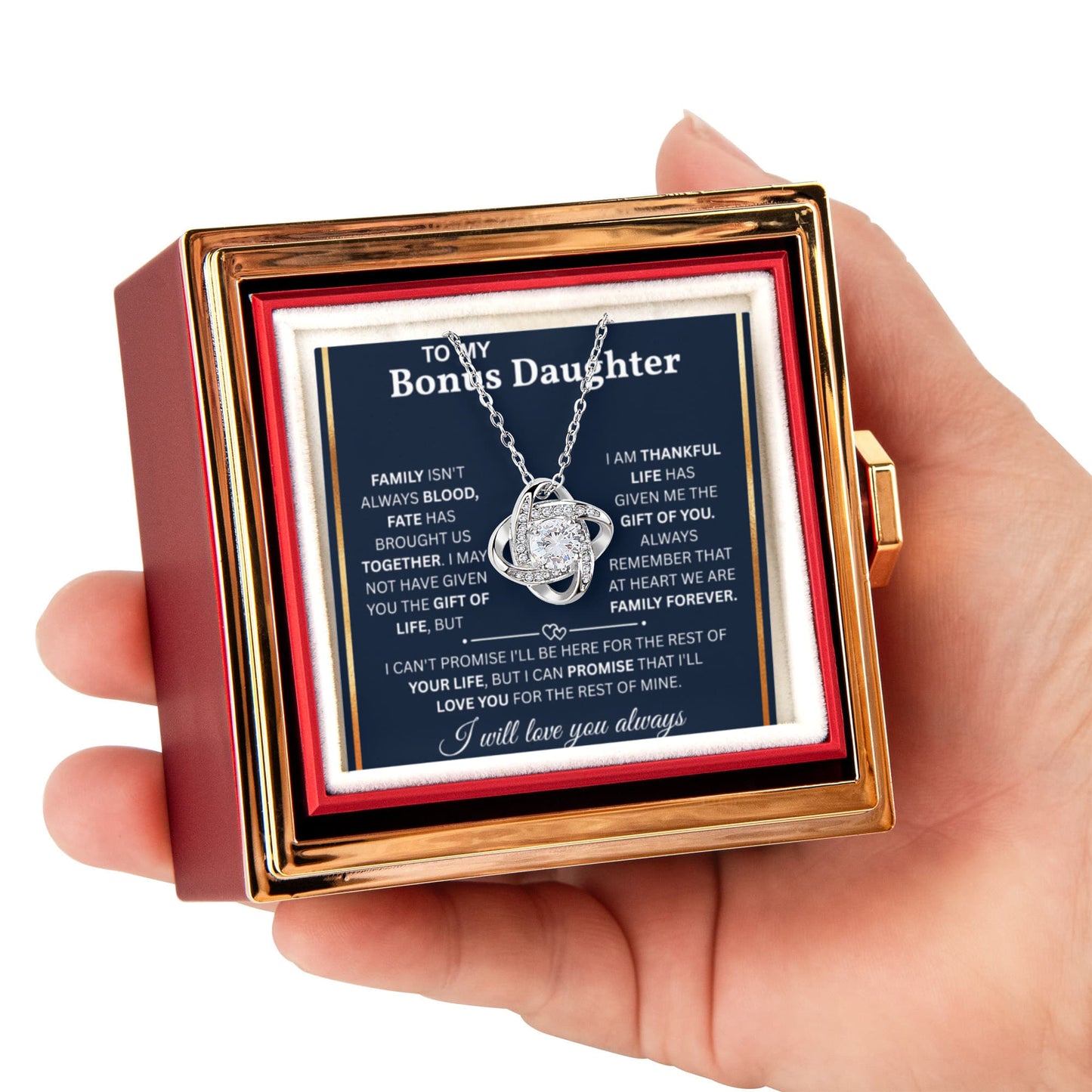 To My Bonus Daughter Gifts from Stepdad, Jewelry Gifts For Stepdaughter