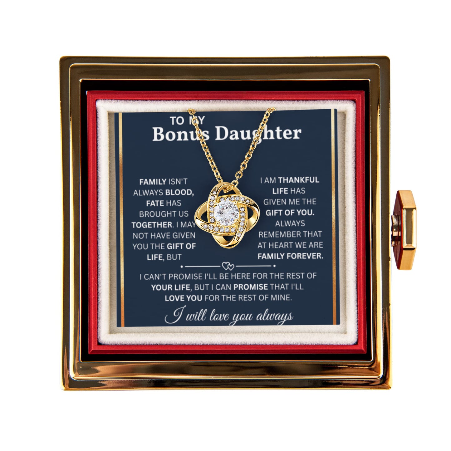 To My Bonus Daughter Gifts from Stepdad, Jewelry Gifts For Stepdaughter